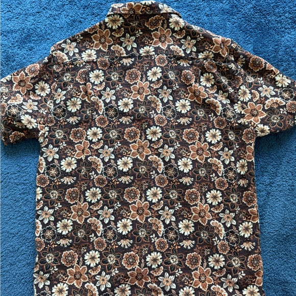 Rhythm. Men's Floral Brown Linen Shirt - Picture 4 of 5